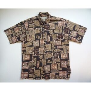 Tori Richard Hawaiian Shirt Mens Medium All Over Print AOP Tribal Abstract